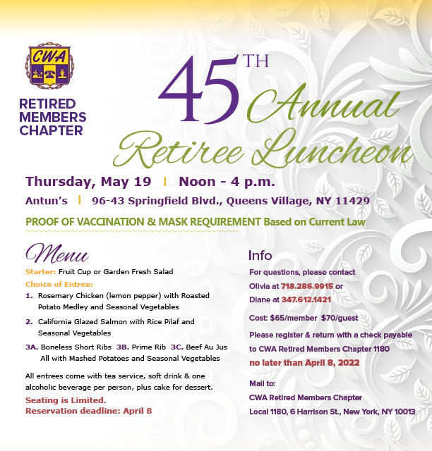 Retiree Annual Luncheon Notice for Website